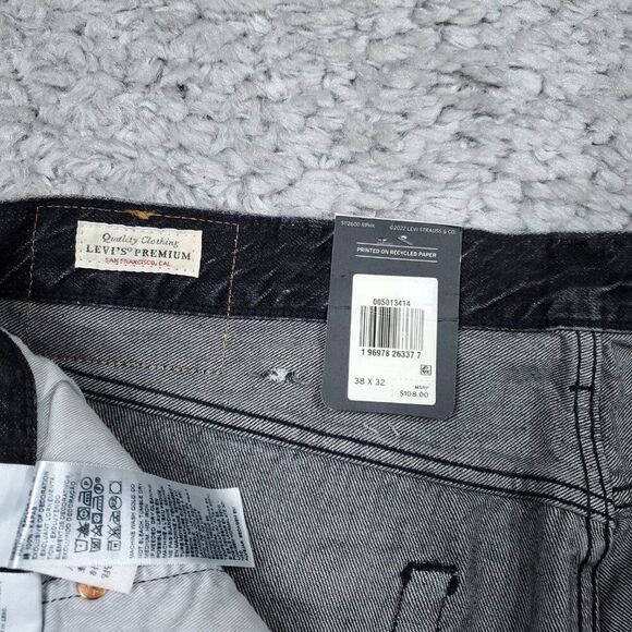 Levi's Premium 501 Original Straight Jeans Faded Black Distressed Size 38 X 32 - Picture 7 of 11